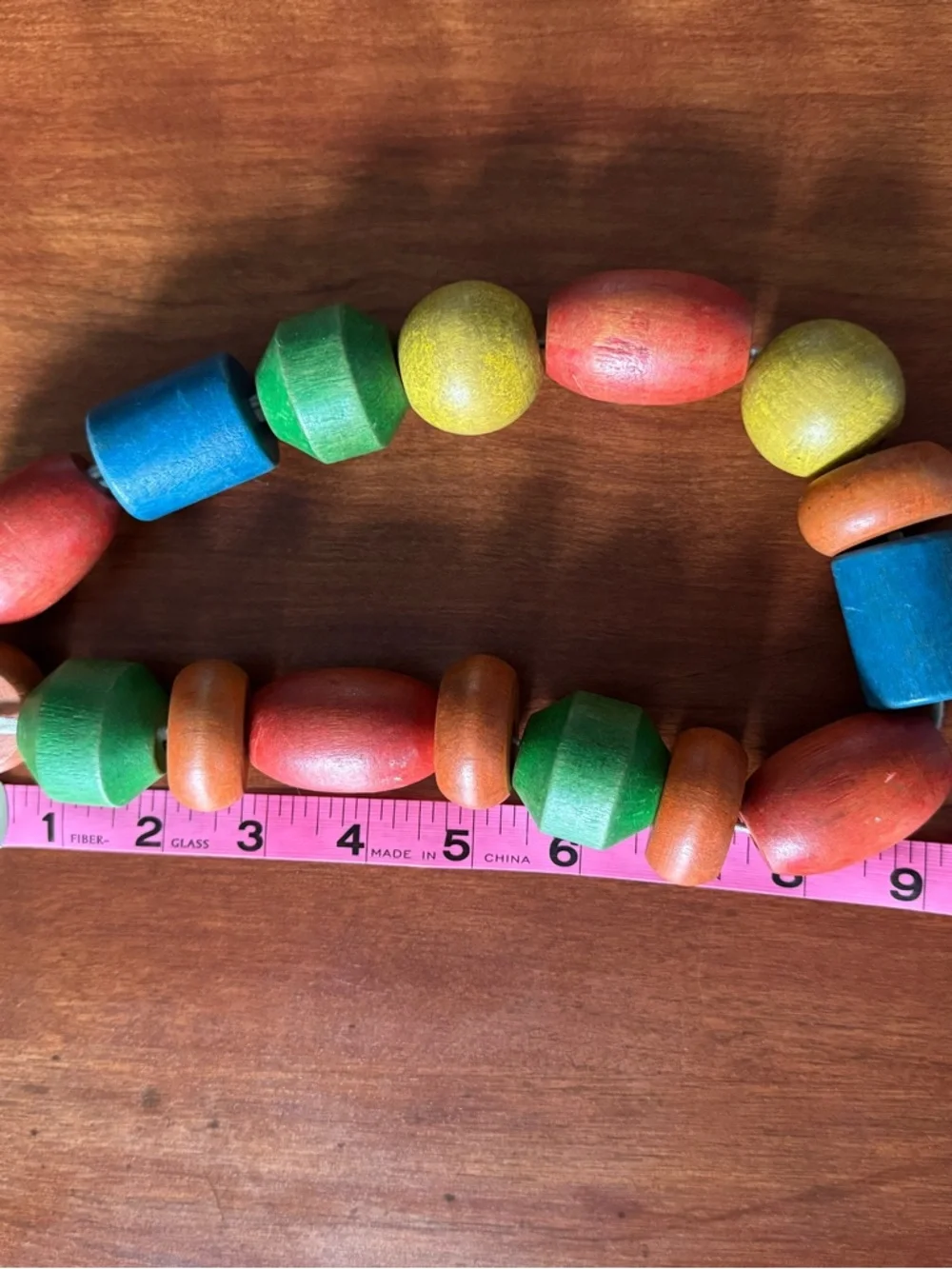 Vintage Wood Bead Necklace Multi-Color and Shapes